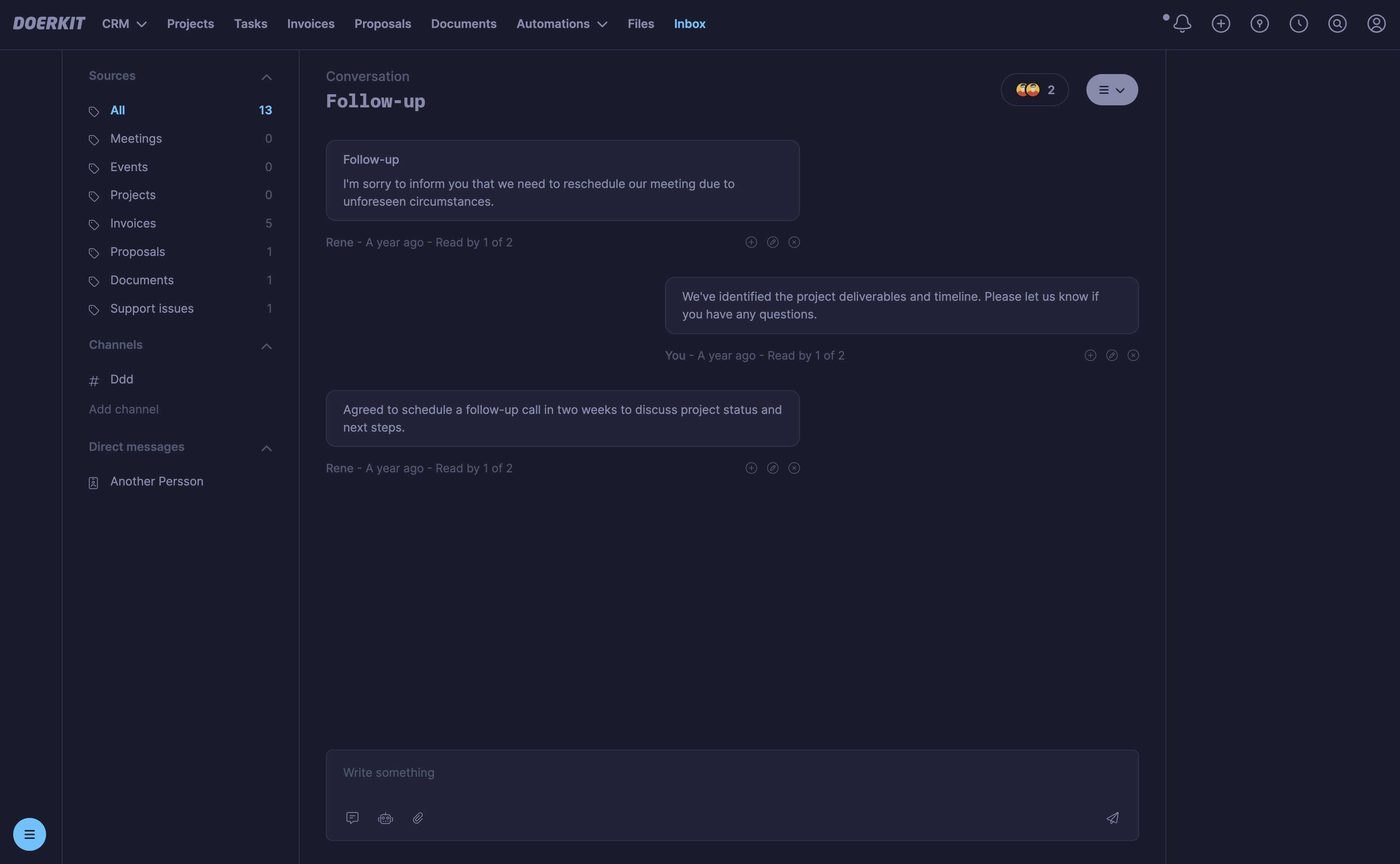 Stay on top of messages with our chat-like interface