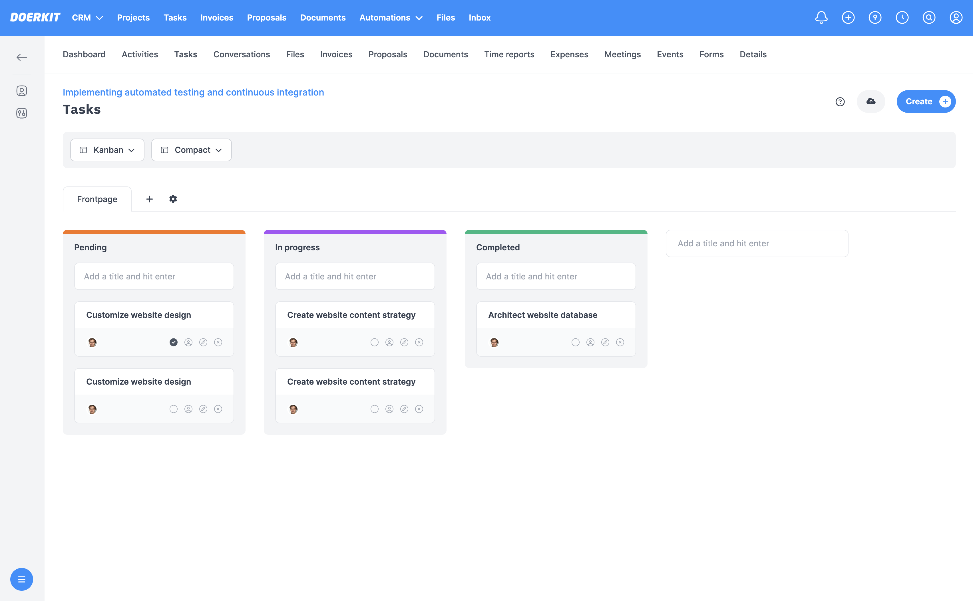 Manage your project, split into easy workable tasks