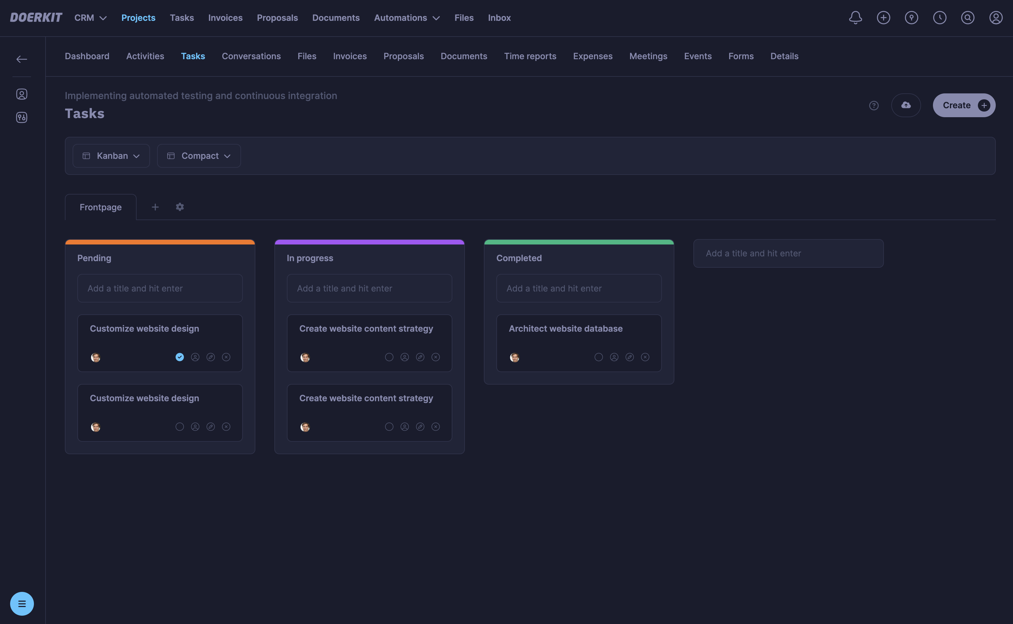 Manage your project, split into easy workable tasks